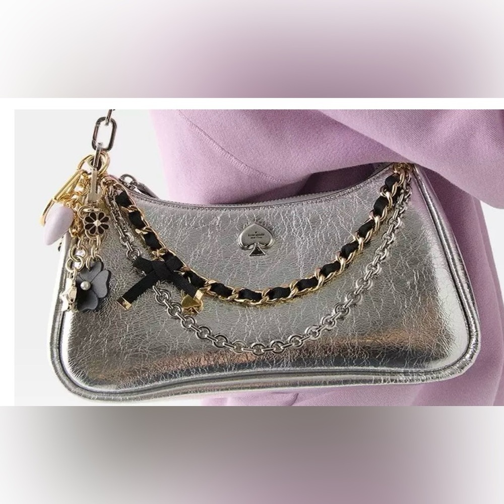 Kate Spade  Mixed Metal swag bag charm handle Chain Strap Accessory KM589 - Picture 16 of 16